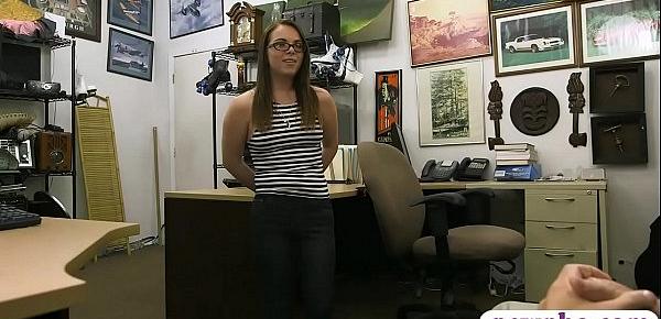  Hot babe with glasses fucked by pawn guy
